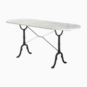 French Marble Table and Cast Iron Feet Godin, 1940s