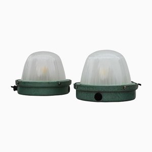 French Industrial Holophane Lights, 1950, Set of 2