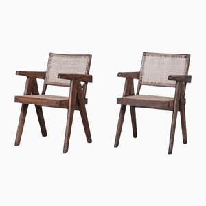 Mid-Century Office Armchairs by Pierre Jeanneret, Set of 2