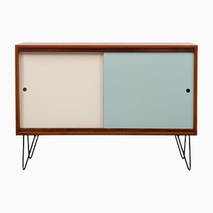 Teak Sideboard with Colored Reversible Doors and Hairpin Legs, 1960s