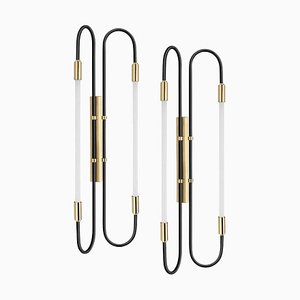 Back and Brass Neon Double 170 Wall Lamps by Magic Circus Editions