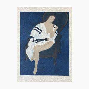 Pierre Boncompain, Le Peignoir aux Rayures Bleues, Lithographie