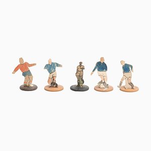 Figuras de juegos de fútbol vintage con botones, 1950. Juego de 5