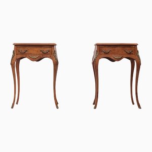 Italian Burl Side Tables in Louis XV Style, Set of 2