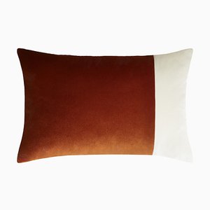 Brick Red and White Double Rectangle Brick Double Velvet Pillow from Lo Decor