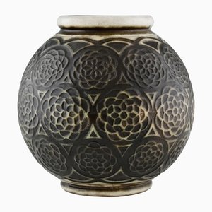 Art Deco Spherical Ceramic Vase With Stylized Motifs, 1925