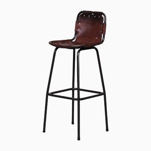 Mid-Century French Leather Bar Stool