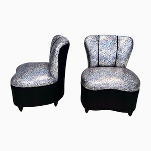 Vintage Italian Lounge Chairs with Holographic Fabric Upholstery, Set of 2