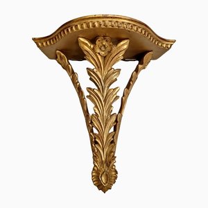Ornamental Wooden Wall Console with Stucco and Gilding