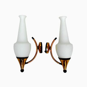 Brass Wall Lamps from Stilnovo, 1950s, Set of 2