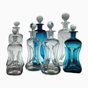 Mouth-Blown Cluck Bottles by Jacob E. Bang for Holmegaard, Set of 7