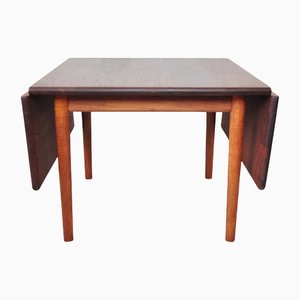 Drop Leaf Side Table in Solid Teak and Oak by Hans J. Wegner for Getama
