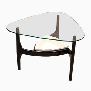 Mid-Century Glazed Triform Ebonised Coffee Table with Royal Haeger Ceramic Insert by Adrian Pearsall for Tonk, USA