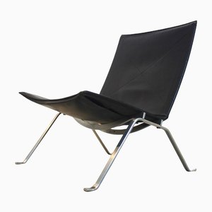 Black Leather PK22 Chair by Poul Kjærholm for Fritz Hansen