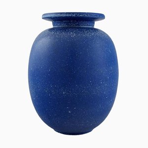 Blaue Vase aus glasierter Keramik von Gunnar Nylund für Rörstrand, 1960er