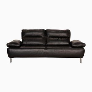 Black Leather Two Seater Couch with Feature by Koinor Ansina