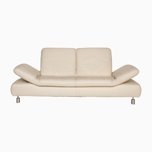 Cream Leather Two Seater Couch with Function by Koinor Rivoli