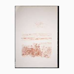 Lithographie Originale Sandro Sanna, Paysage Marin, 1969