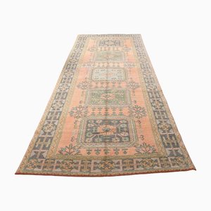 Tapis de Couloir Oushak Vintage Fait Main en Laine, Turquie