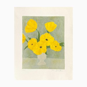 Pierre Boncompain, Tulipes Jaunes Au Petit Vase, Lithographie auf Arches Papier