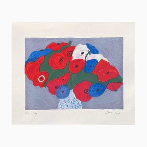 Pierre Boncompain, Bouquet Tricolore, Lithographie sur Papier Arches