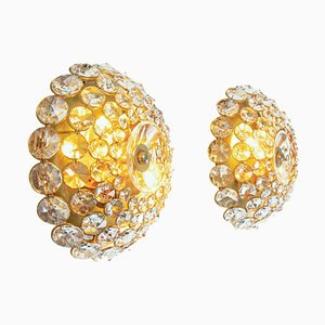 Jewel Crystal & Brass Wall Sconces from Palwa, Germany, 1960, Set of 2