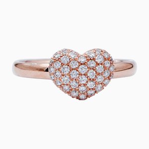 18 Karat Rose Gold Heart Shape Modern Ring With Diamonds