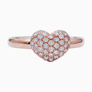 Anillo moderno en forma de corazón de oro rosa de 18 quilates con diamantes