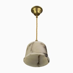Pendant Light Fixture with Black and White Alabaster Lampshade