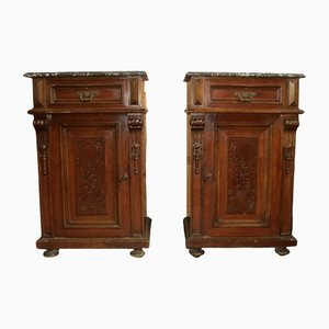Carved Walnut Commodes, Set of 2