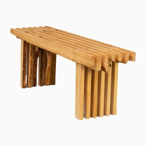 Cypress Wooden Slatted Bench from La Falegnameria Studio