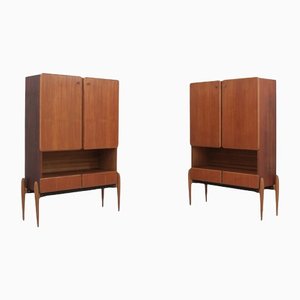 Vintage Teak Wood Cabinets, 1960s, Set of 2