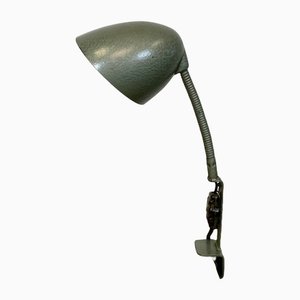 Lámpara de mesa cuello de ganso industrial de baquelita verde, años 60