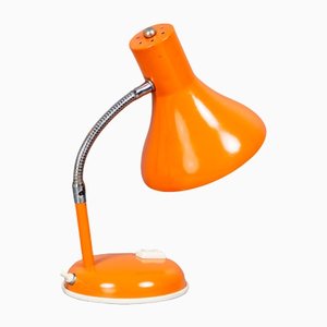 German Bauhaus Kaiser Idell Style Desk Lamp in Orange With Swan Neck, 1950s
