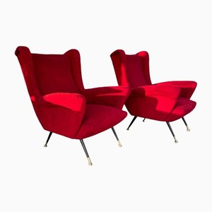 Crimson Armchairs, 1950s, Set of 2