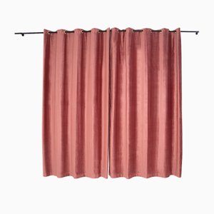 Rideaux Domus Vintage en Velours Rose, Italie, Set de 2