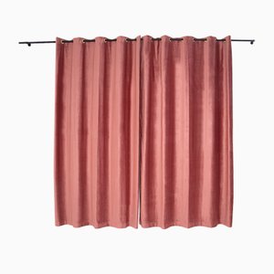 Vintage Domus Italian Curtain in Pink Velvet, Set of 2