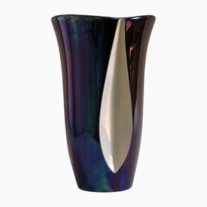 French Blue & Beige Ceramic Vase from Verceram, 1960s