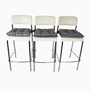 Vintage Italian Stackable White Bar Stools, 1980s, Set of 3