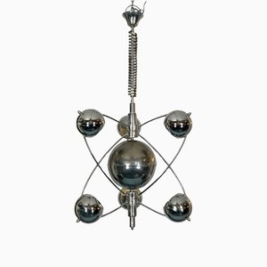 Lámpara de araña Satellite de cromo de Goffredo Reggiani, años 60