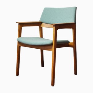 Danish Modern Armchair in Solid Oak with New Upholstery, 1960s