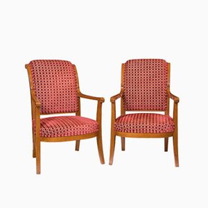 French Directoire Period Mahogany Armchairs, 1800s, Set of 2