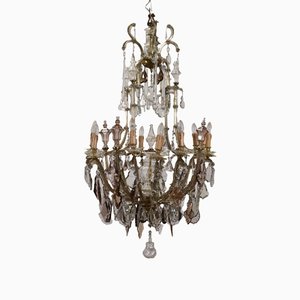 Gilded Bronze and Ground Glass Chandelier