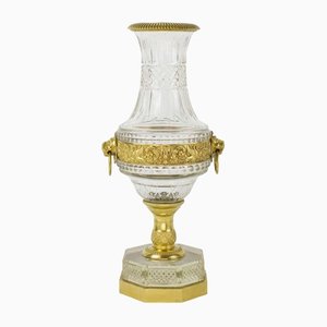 French Crystal Glass Baluster Vase with Bronze Mounting, 1870