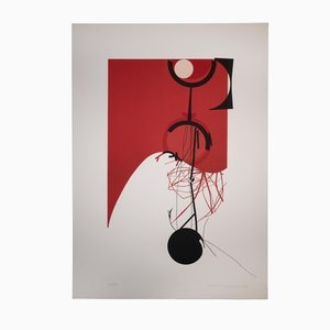 Lithographie Originale Gianni Polidori, Half Red, 1970