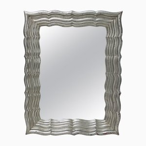 Neoclassical Regency Rectangular Silver Mirror in Hand-Carved Wood, 1970