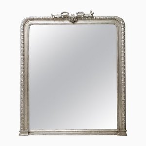 Neoclassical Regency Rectangular Silver Mirror in Hand-Carved Wood
