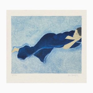 Pierre Boncompain, Femme Endormie Au Peignoir Bleu, Litografia su carta Arches