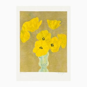 Pierre Boncompain, Tulipes Jaunes Au Vase De Sèvres Vi, Litografia su carta Arches