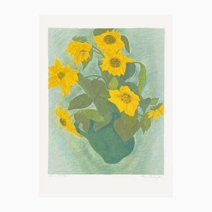 Pierre Boncompain, Bouquet De Tournesols, Lithographie auf Bfk Rives Papier